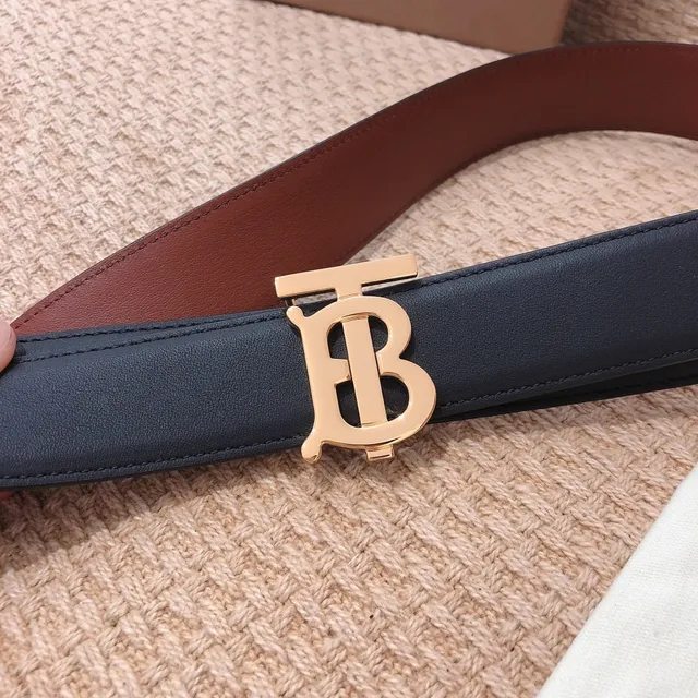 Burberry TB Monogram Belt কালো এবং বাদামী চামড়ার বেল্ট 8