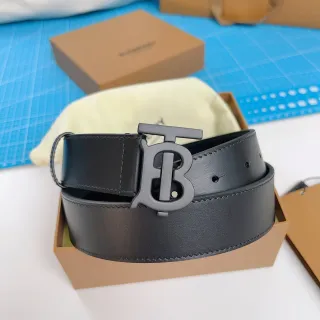 Burberry TB Monogram Black Leather Belt
