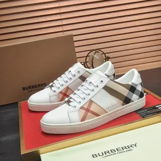 Burberry White and Check Panel Lifestyle Sneakers