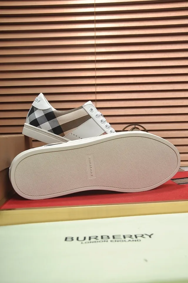 Burberry White and Check Panel Lifestyle Sneakers 2