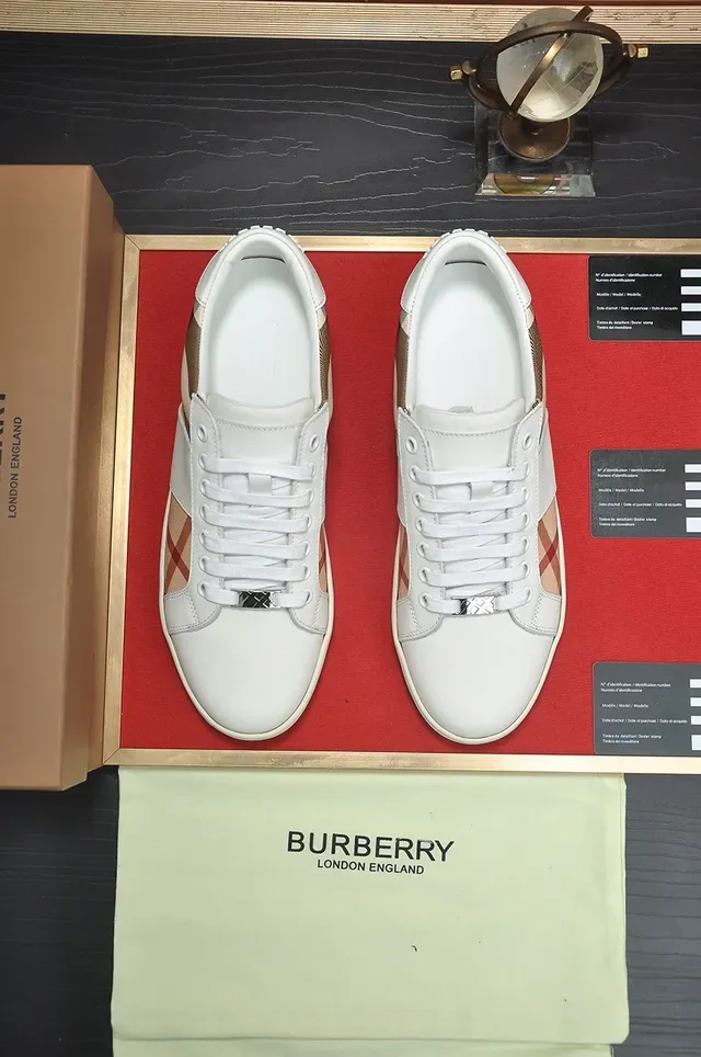 Burberry White and Check Panel Lifestyle Sneakers 3