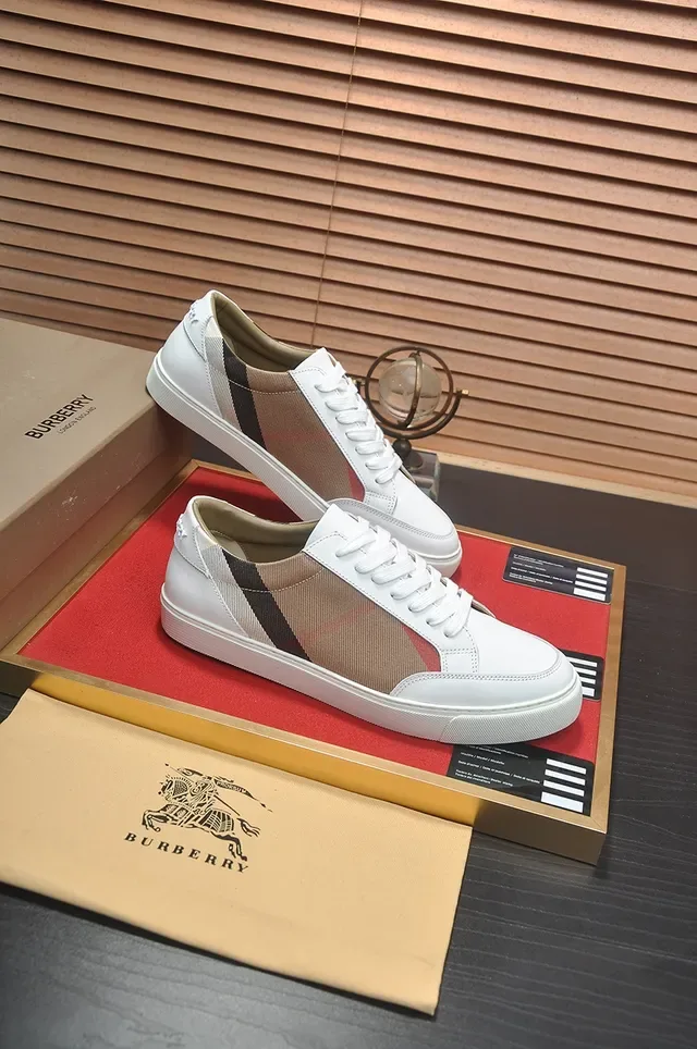 Burberry Chaussures Lifestyle Blanc Beige en Cuero avec Panneau Latéral House Check 3
