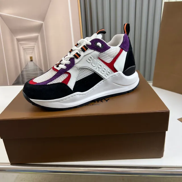Burberry White Multicolor Multi-Panel Construction Embossed Logo Chunky Sneakers 1