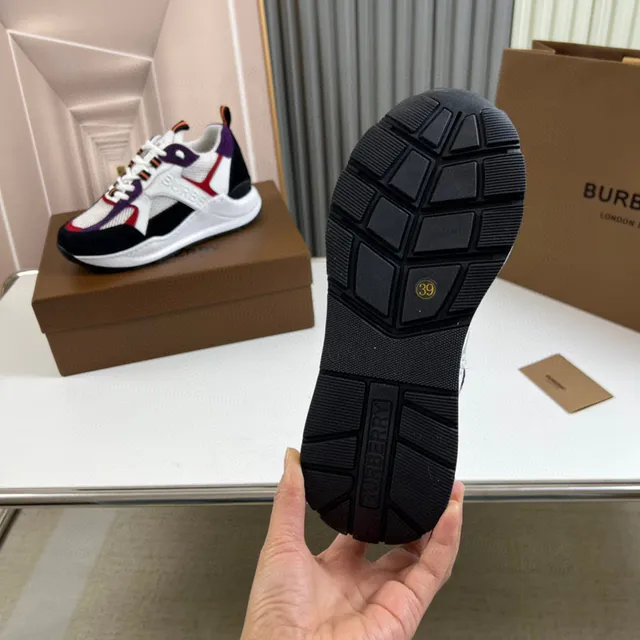 Burberry White Multicolor Multi-Panel Construction Embossed Logo Chunky Sneakers 2