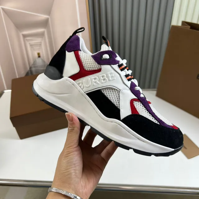 Burberry White Multicolor Multi-Panel Construction Embossed Logo Chunky Sneakers 4