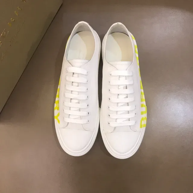Burberry sneakers lifestyle blanches et jaunes low-top à tige style canvas 4