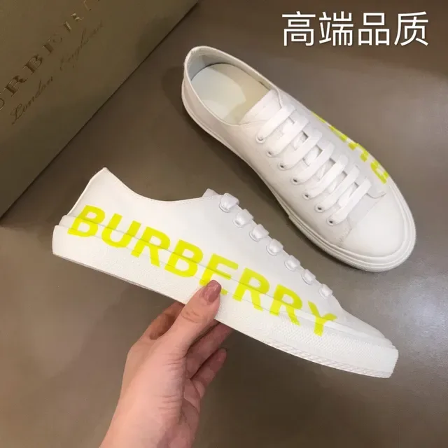 Burberry sneakers lifestyle blanches et jaunes low-top à tige style canvas 5