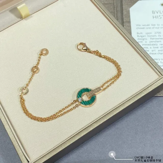 Bvlgari B.zero1 Love bracelets chaîne or rose émail vert et blanc 6