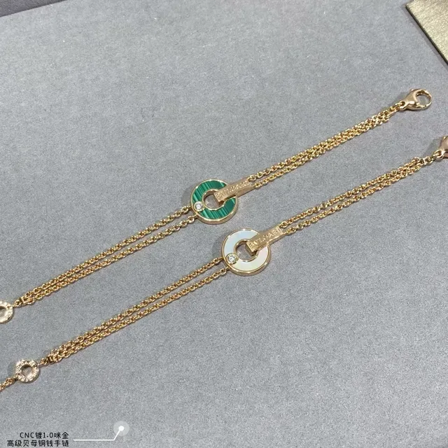 Bvlgari B.zero1 Love bracelets chaîne or rose émail vert et blanc 8