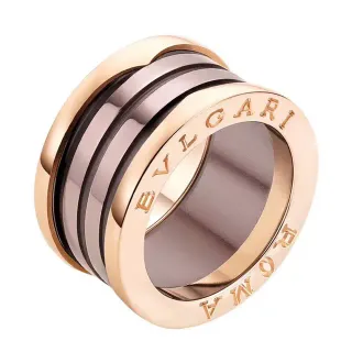 Bvlgari B.zero1 মাল্টি-ব্যান্ড খোদাই করা গোলাপী সোনা এবং কালো আংটি