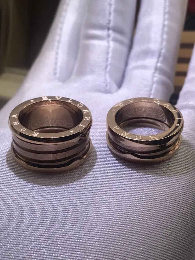 Bvlgari B.zero1 Multi-Band Engraved Rose Gold and Black Ring 4