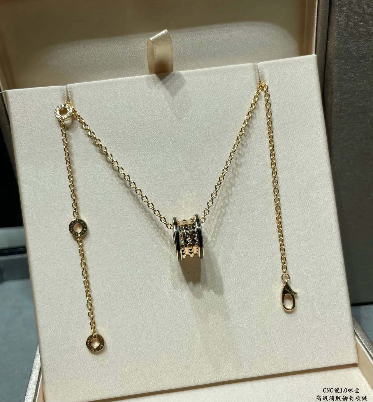 Bvlgari B.zero1 Or Rose Bezels Cylindriques Pendentif Colliers 3