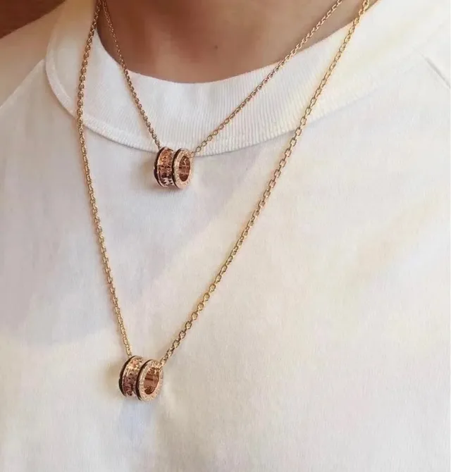 Bvlgari B.zero1 Or Rose Bezels Cylindriques Pendentif Colliers 9