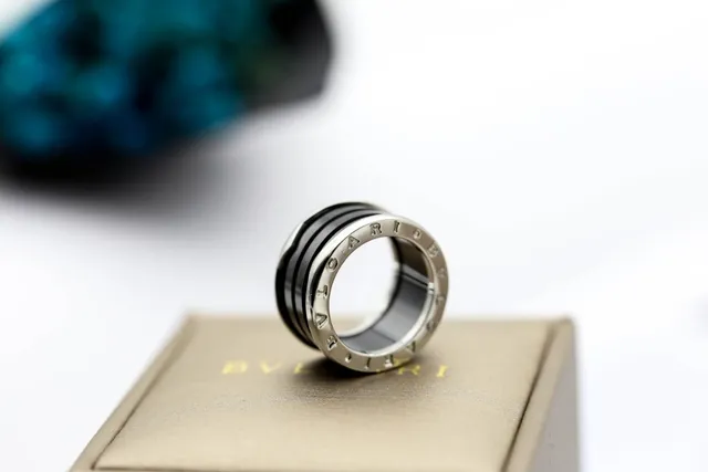 Bvlgari B.zero1 Stacked Black and Silver Ring 2