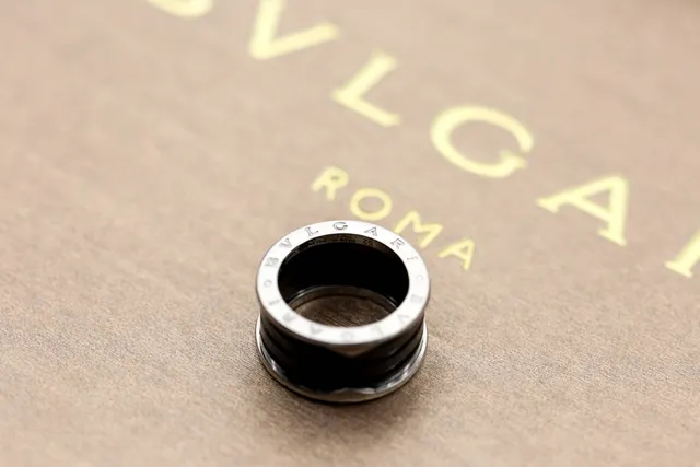 Bvlgari B.zero1 Stacked Black and Silver Ring 5