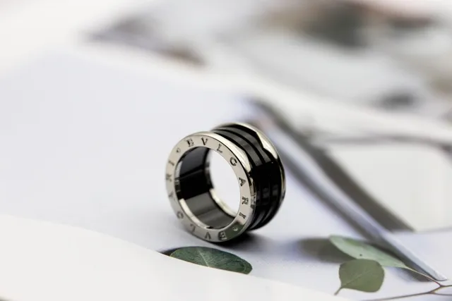 Bvlgari B.zero1 Stacked Black and Silver Ring 6