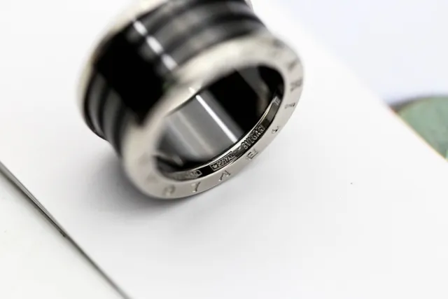 Bvlgari B.zero1 Stacked Black and Silver Ring 7