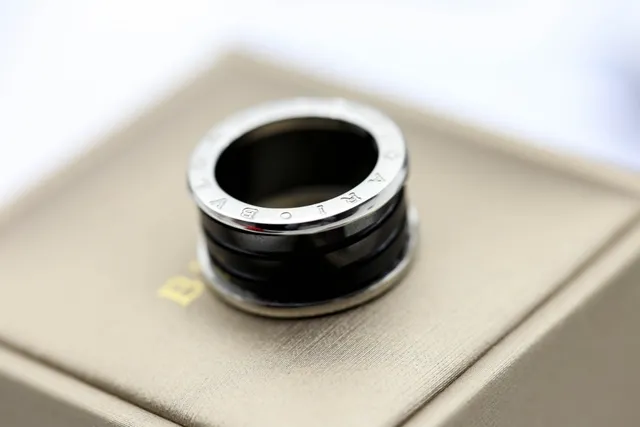 Bvlgari B.zero1 Stacked Black and Silver Ring 9