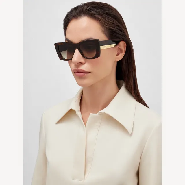Bvlgari Black Gold Oversized Square Acetate Frame Sunglasses 5