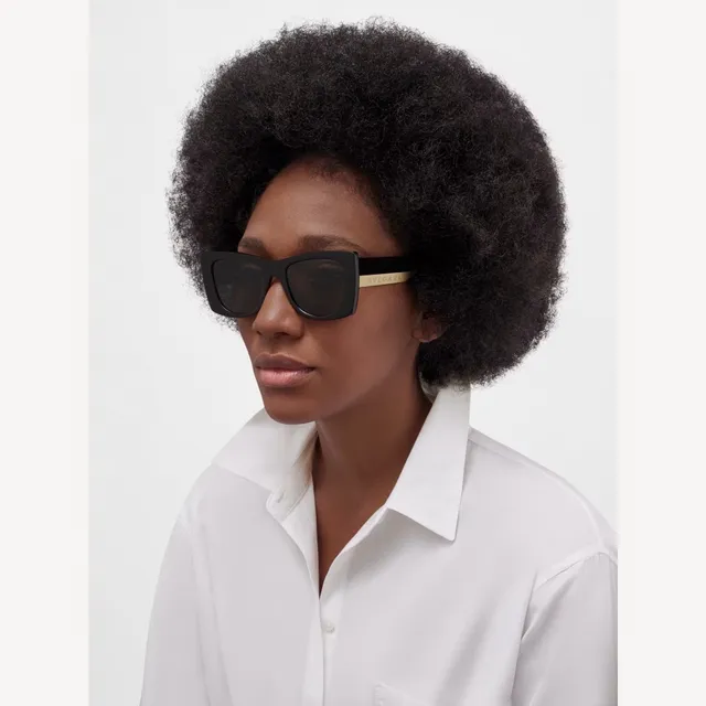 Bvlgari Black Gold Oversized Square Acetate Frame Sunglasses 7