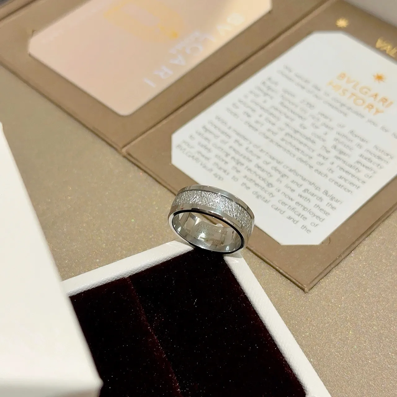 Bvlgari Engraved Texture Wide Band Ring 3