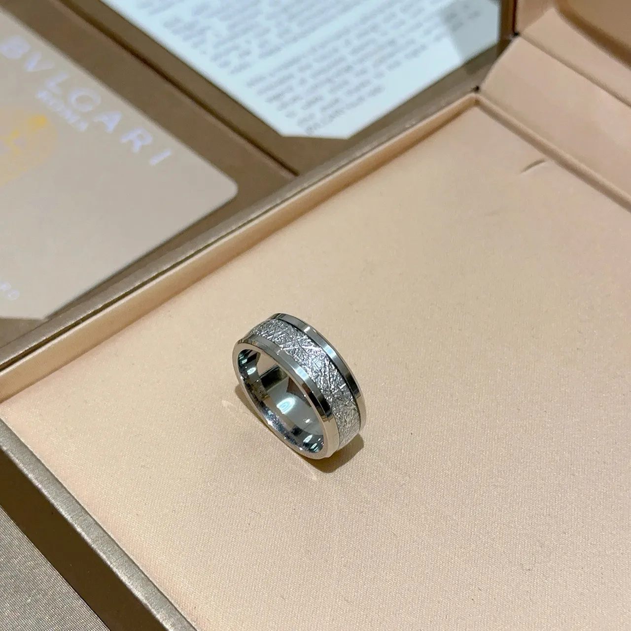 Bvlgari Engraved Texture Wide Band Ring 4