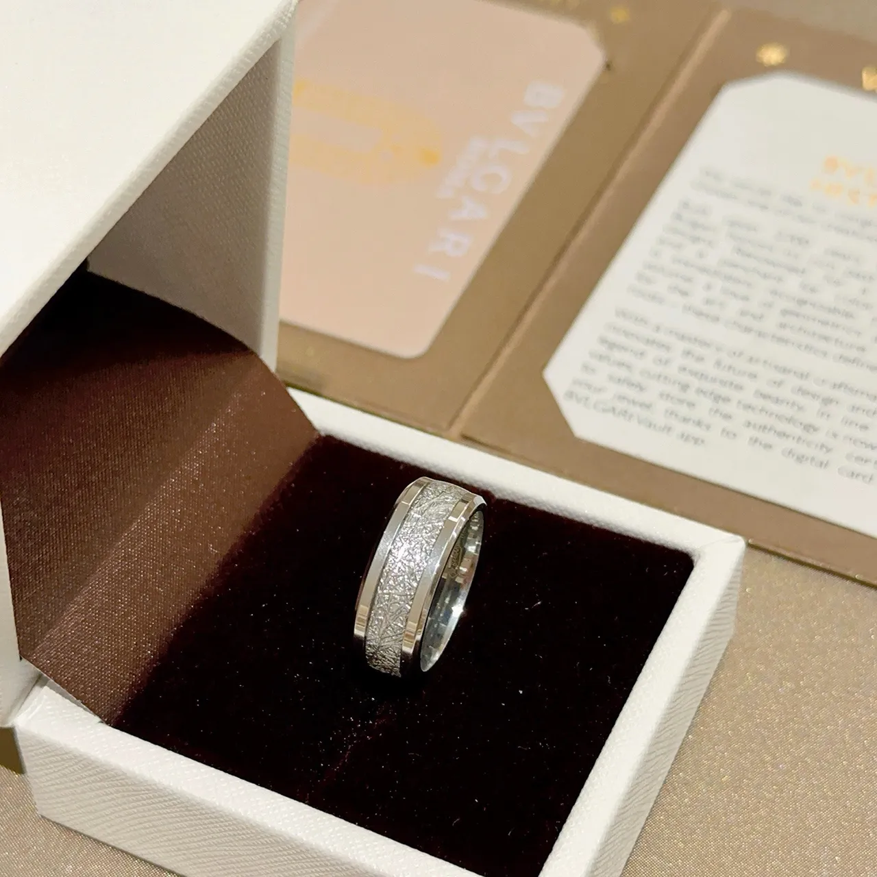Bvlgari Engraved Texture Wide Band Ring 6
