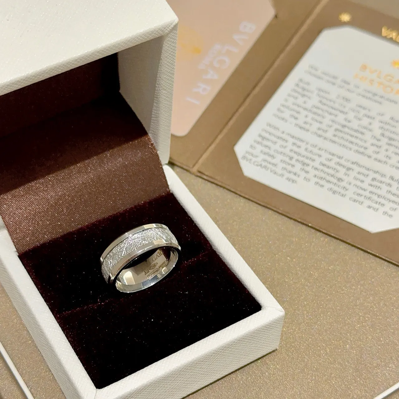 Bvlgari Engraved Texture Wide Band Ring 7