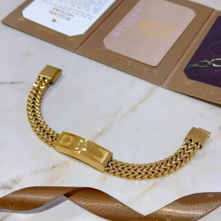 Bvlgari সোনার ব্রেসলেট ব্রেডেড কার্ব চেইন এনগ্রেভড লোগো প্লাক