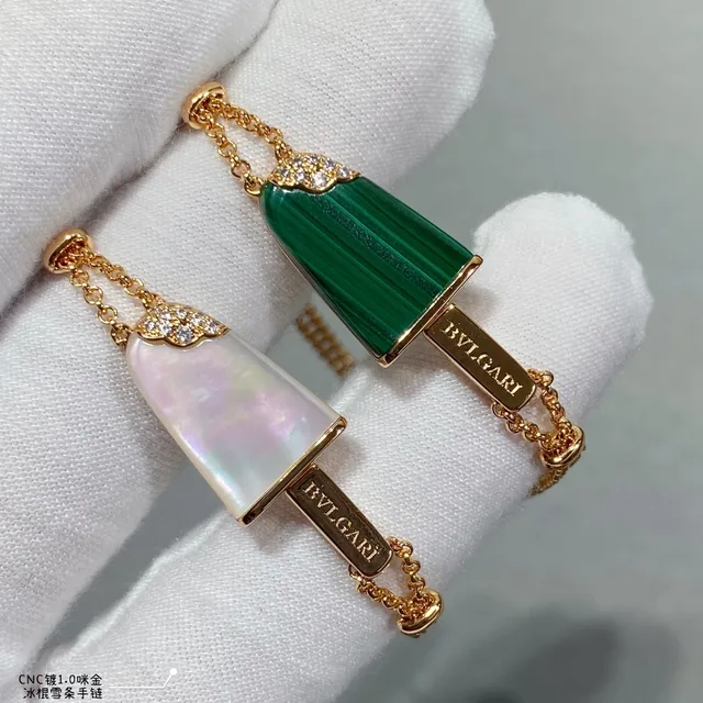 Bvlgari Colar de corrente de ouro verde Ice-Cream-Bar pingente 7