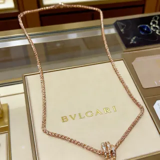 Bvlgari Gold White Rose Braided Chain Pavé Diamond Triple-Band Clasp Necklace