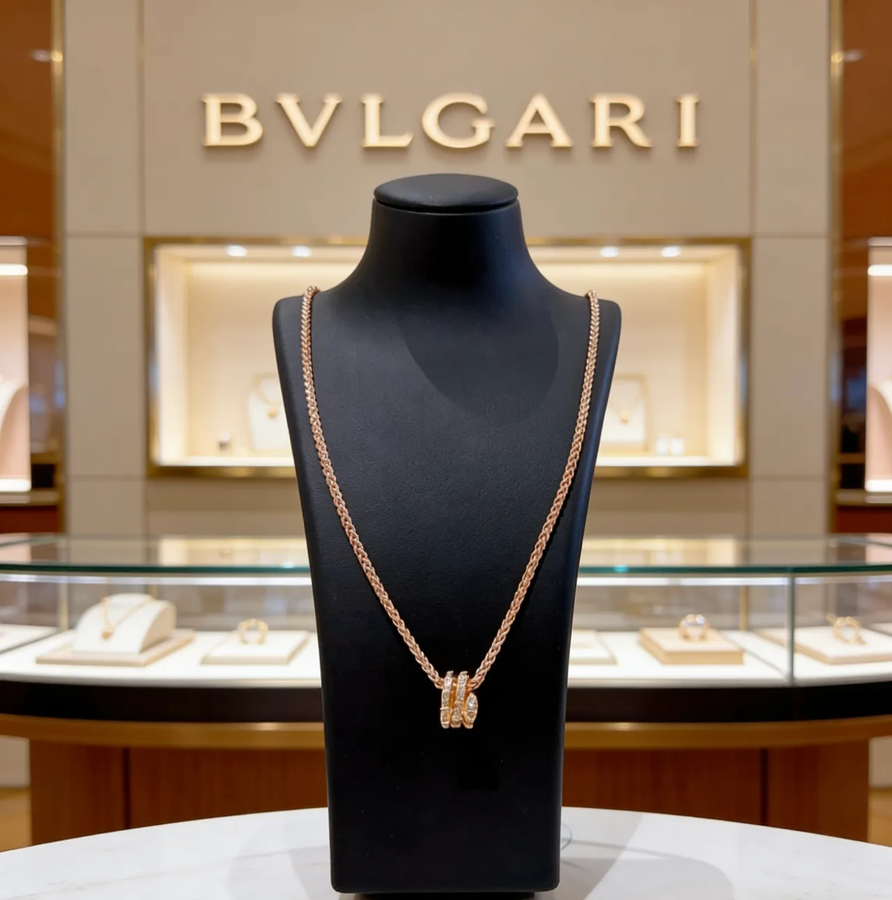 Bvlgari Oro Rosa Blanca Cadena Trenzada Diamantes Pavé Broche Triple Banda Collar 4
