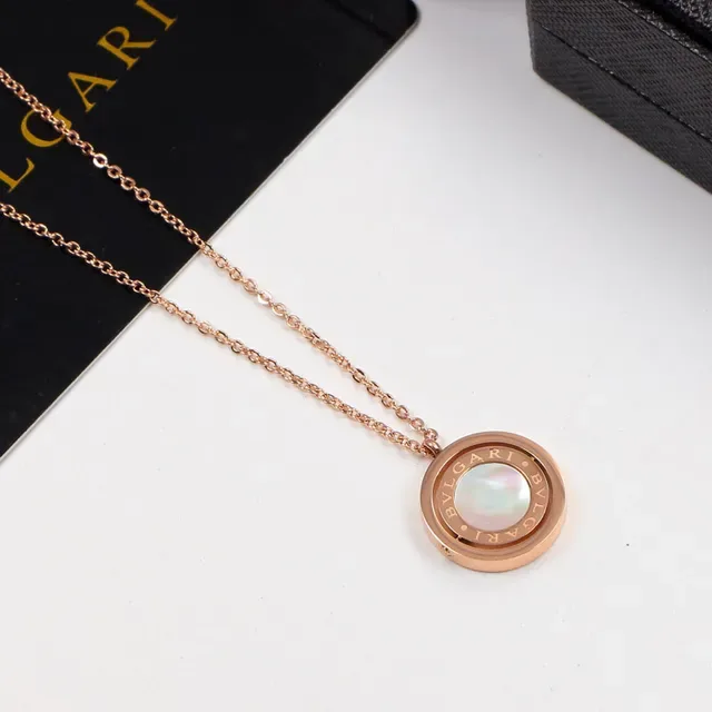 Bvlgari قلادة ذهب أبيض دوارة مزدوجة حلقة لؤلؤ تضمين 5