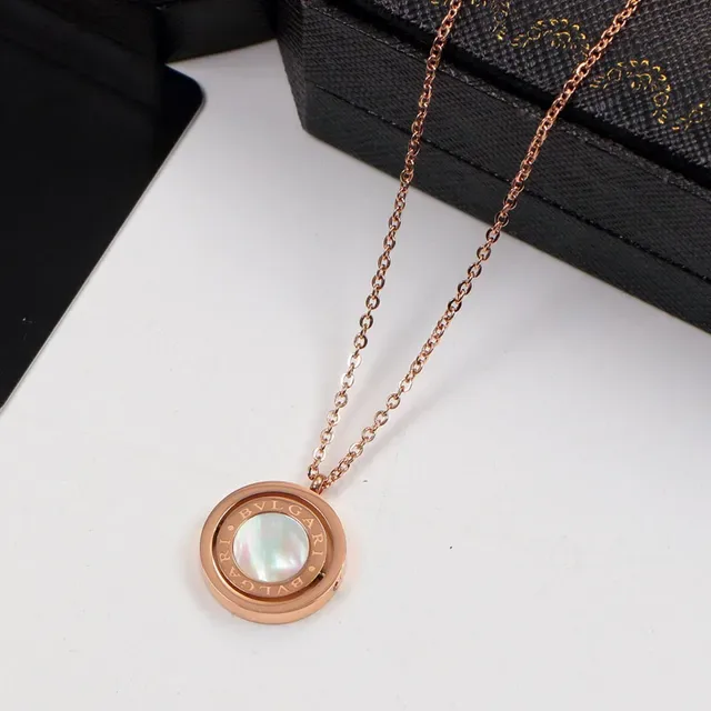 Bvlgari قلادة ذهب أبيض دوارة مزدوجة حلقة لؤلؤ تضمين 6
