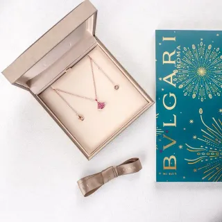 Bvlgari Rose Gold Pavé Pink Gemstone Fan Pendant Necklace