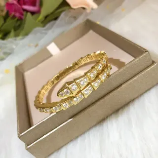 Bvlgari Serpenti Coiled Pavé Gold Bracelet