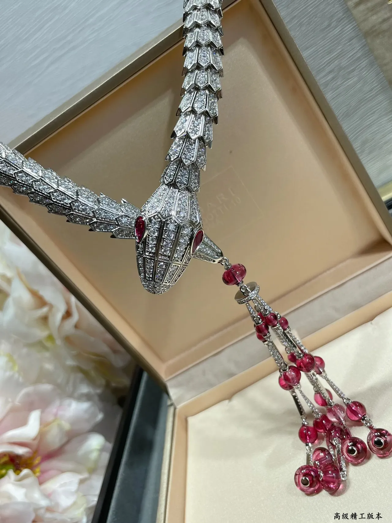 Bvlgari Serpenti Diamond and Ruby Tassel Necklace 4