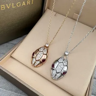 Bvlgari Serpenti Hexagonal Scale Pavé Diamond Ruby Eye Necklace