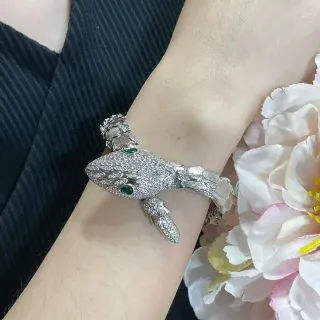 Bvlgari Serpenti Pavé Crystal and Emerald Eye Snake Bracelet
