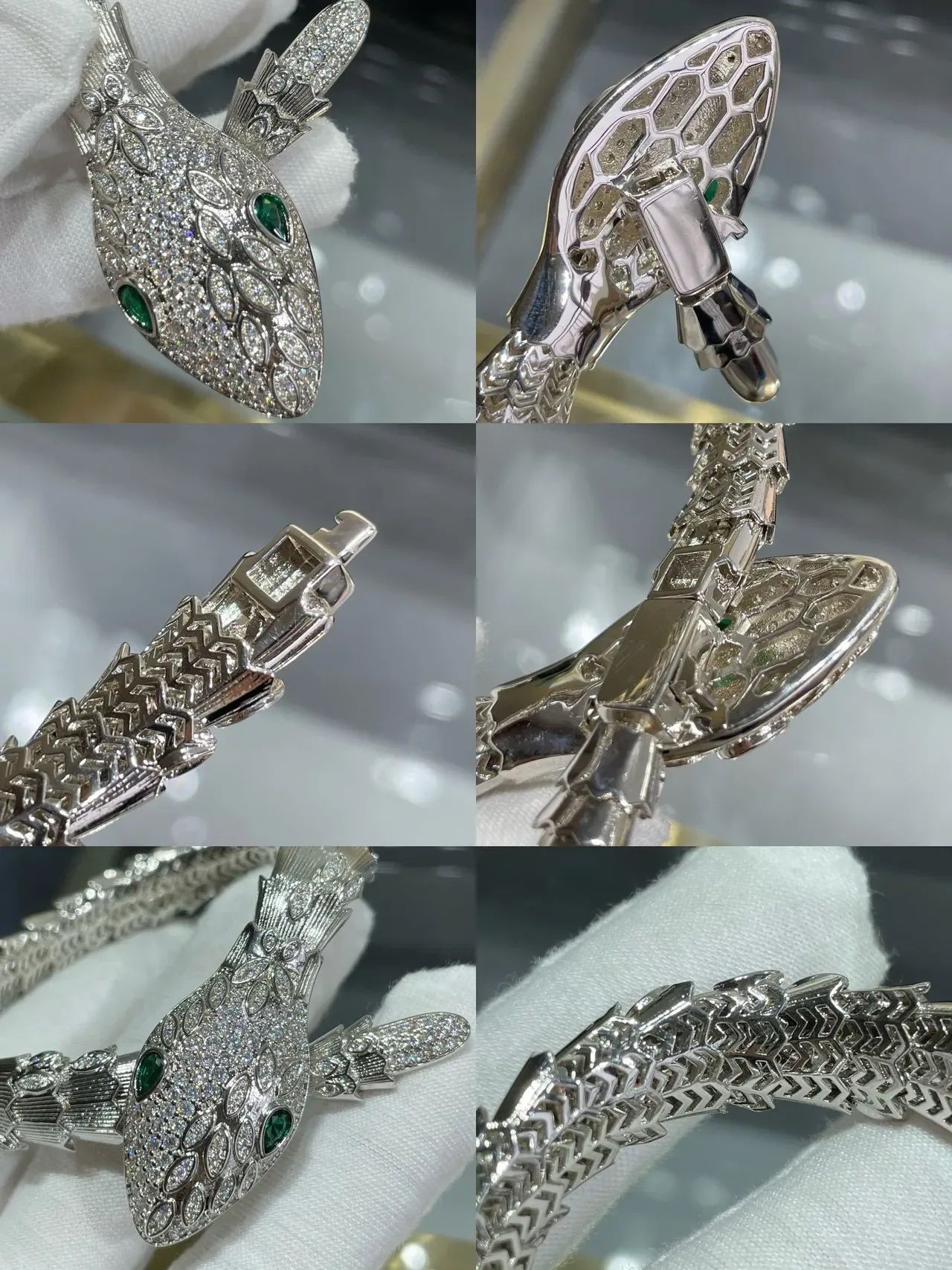 Bvlgari Serpenti Bracelet Pavé Cristal Œil Émeraude 4