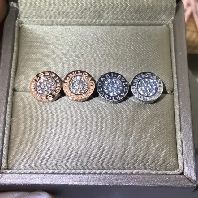 Bvlgari Silver Black Circular Disc Pavé-Set Stones Earrings 4