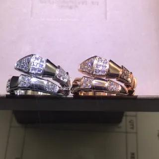 Bvlgari Silver Gold Articulated Segmented Pavé Diamond Ring