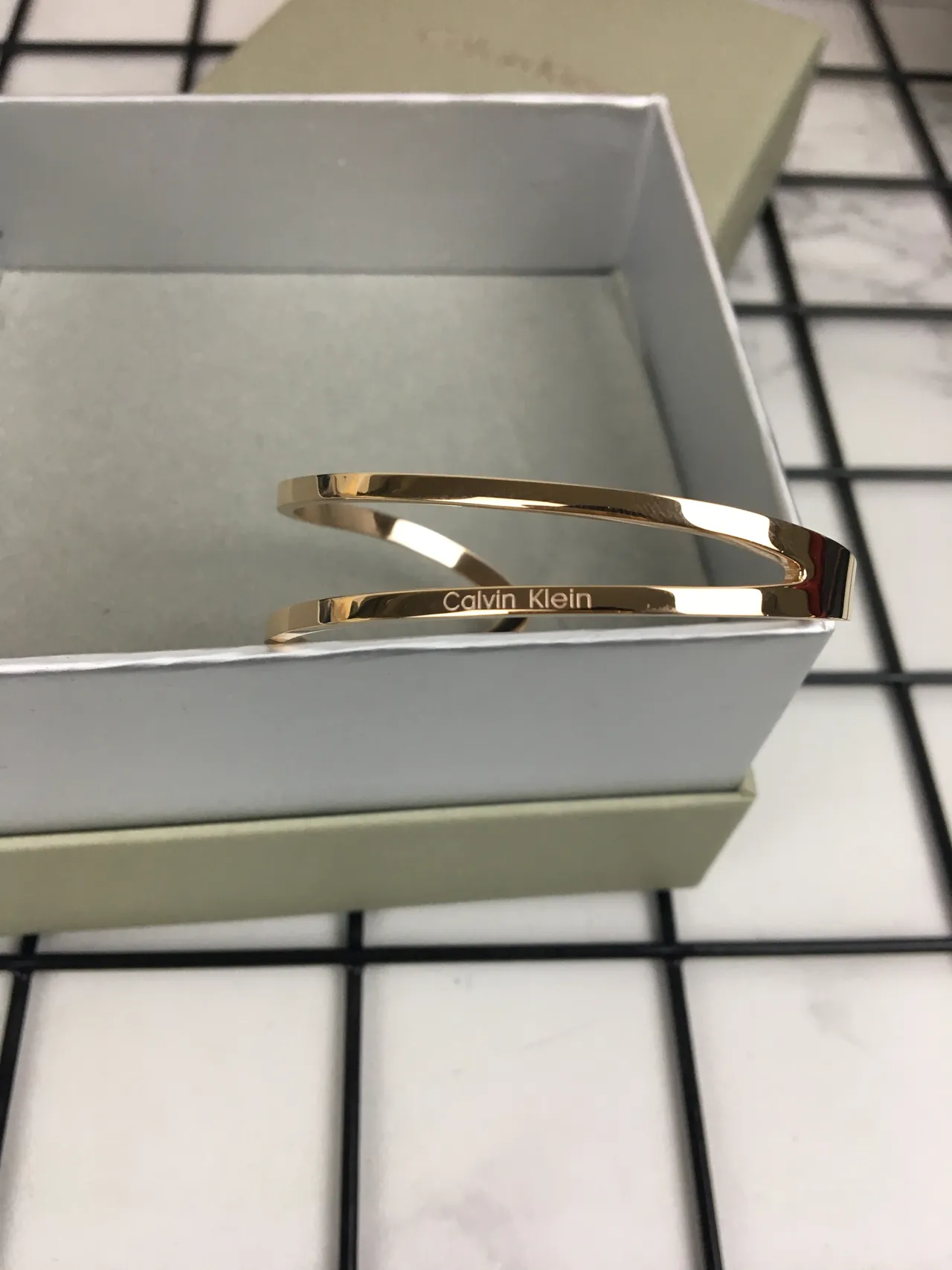 Calvin Klein Double-Layered Open Cuff Gold-Tone Bracelet 4