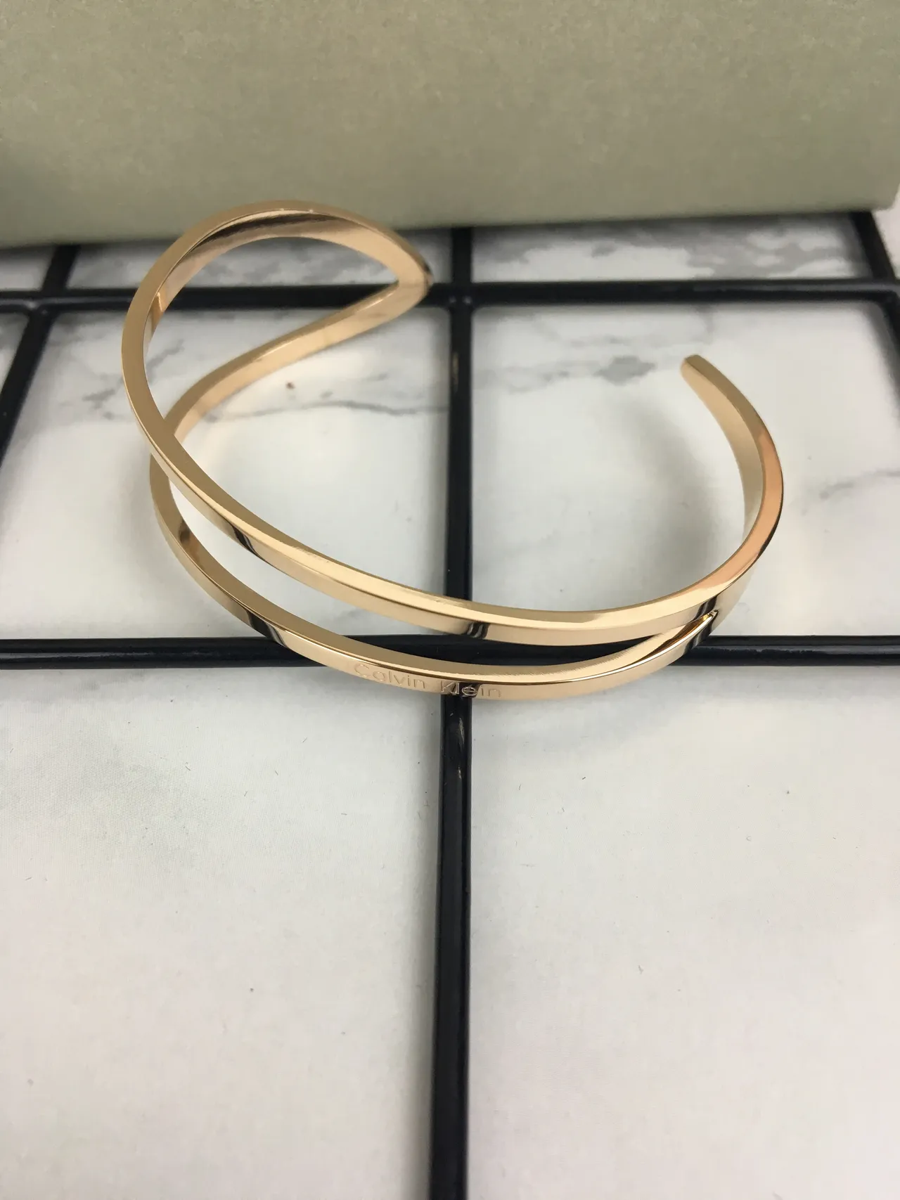 Calvin Klein Double-Layered Open Cuff Gold-Tone Bracelet 7