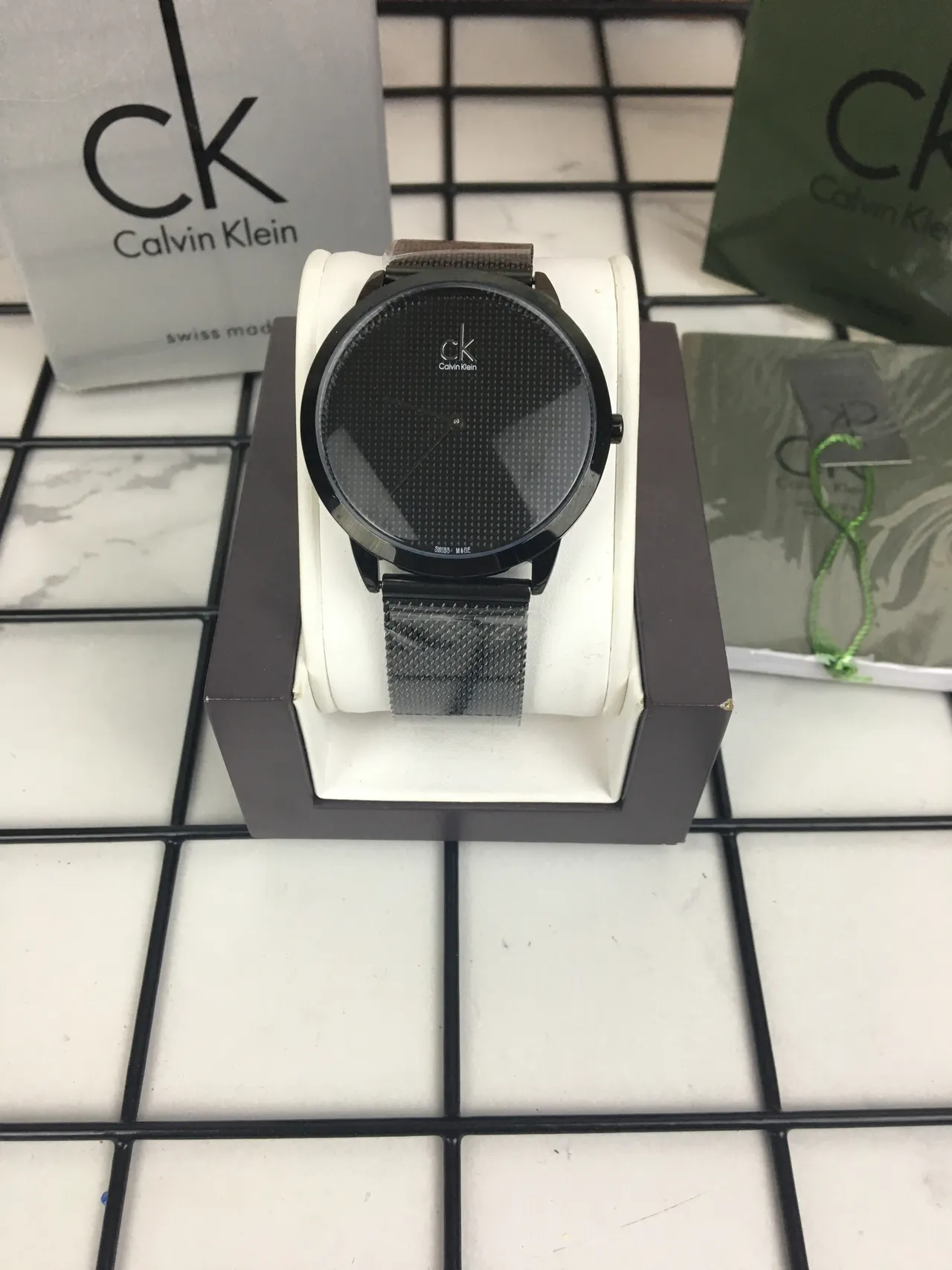 Calvin Klein Minimalist Black Mesh Strap Quartz Watch 7