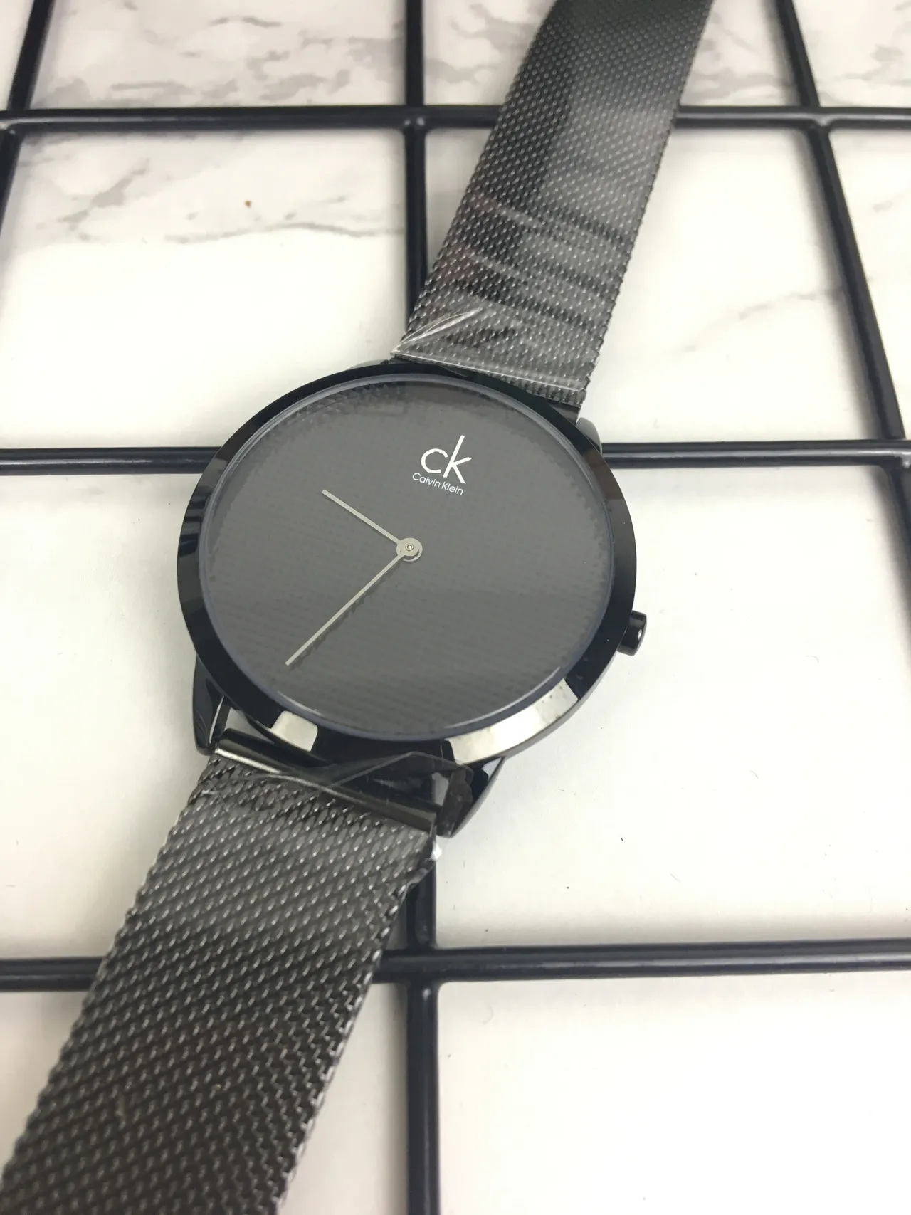Calvin Klein Minimalist Black Mesh Strap Quartz Watch 9