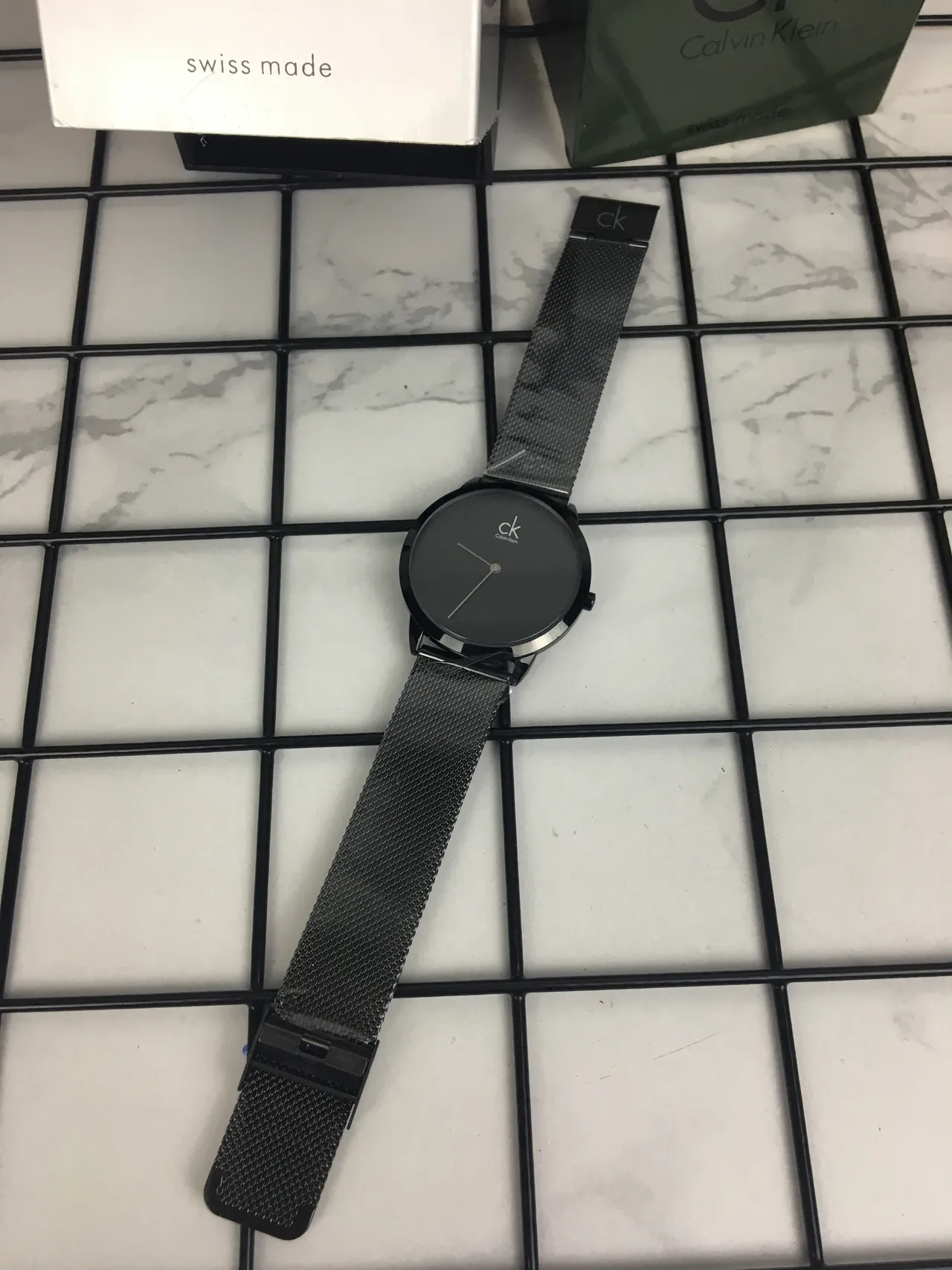 Calvin Klein Minimalist Black Mesh Strap Quartz Watch 10