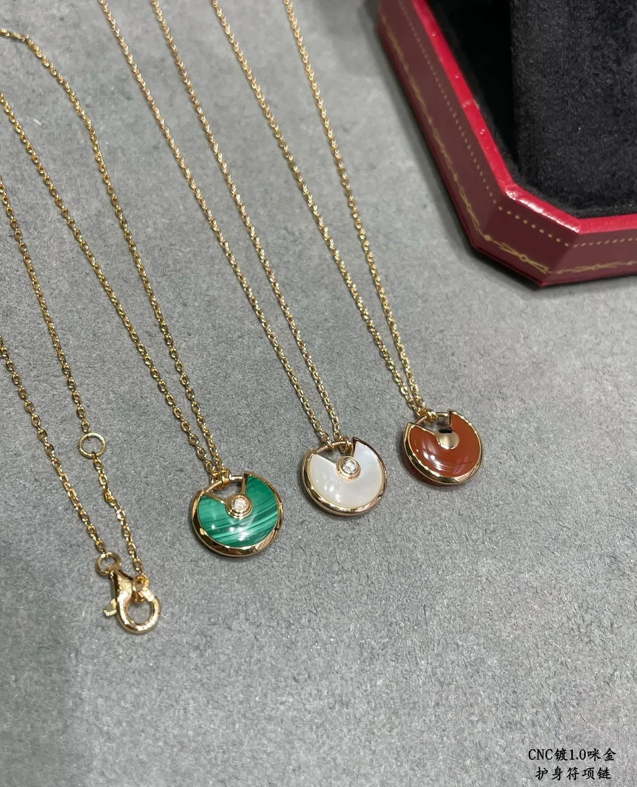 Cartier Amulette de Gold Multicolor Half-Moon Pendant Hinged Motif Necklace 7
