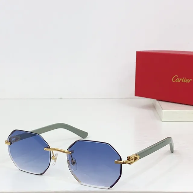 Cartier Lunettes de soleil or noir sans bordure avec détail de charnière octogonale 8