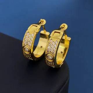 Cartier Gold Pavé Crystal Hinged Hoop Earrings